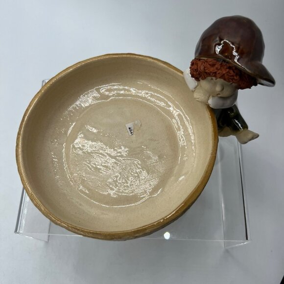 Ceramic Round Ceramic Bowl Storage Home Decor Piece Little Boy Sitting - Picture 3 of 11